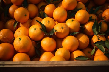 Canvas Print - a bunch of oranges crammed in wooden boxes