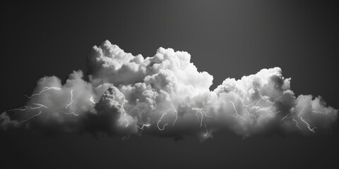 Wall Mural - a captivating black and white photo capturing a cloud with lightning. perfect for adding drama and i