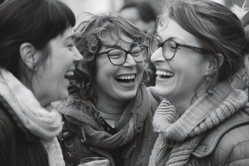 Canvas Print - A group of women standing next to each other. Versatile image that can be used for various concepts and themes