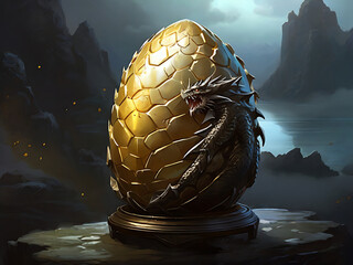 Wall Mural - dragon egg, dragon egg fantasy illustration, dragon Egg For RPG Game Asset