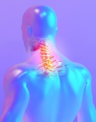 Wall Mural - Neck painful skeleton x-ray, 3D illustration.