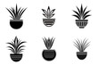 set of silhouettes of plants in a pot  vector illustration isolated transparent background logo, cut out or cutout t-shirt design