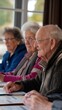 A group of elderly people playing a quiz