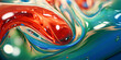 Paint river closeup flowing in torrents creating pleasing abstract forms 
