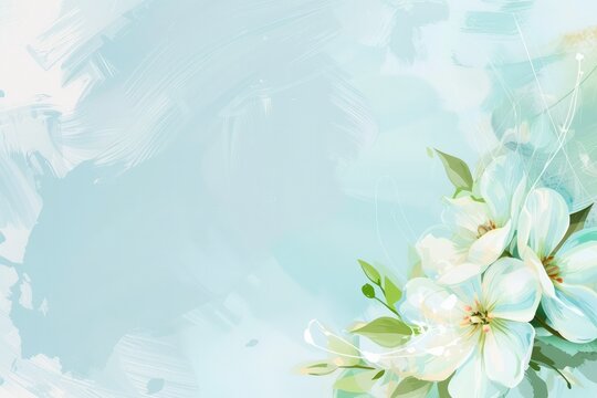 spring summer white flowers abstract pastel green blue banner. graphic resource and backdrop for des