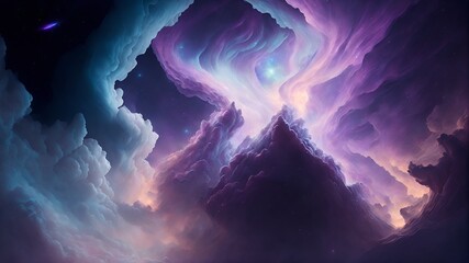 Wall Mural - Ethereal Nebula DreamscapeDescription: A surreal dreamscape of interstellar clouds and celestial phenomena