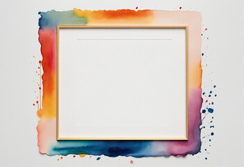 Wall Mural - Vibrant watercolor frame with blank space, on clear white background