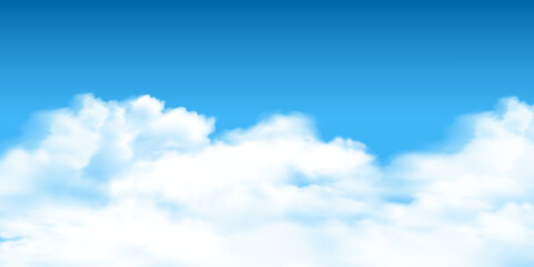 Wall Mural - white realistic cloud sky,cloudscape on blue background