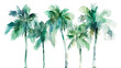 Palmen Silhouette Strand Sonnenuntergang Wasserfarben Vektor Urlaub