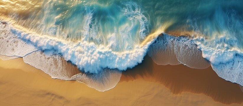 Waves on the beach as a background. aerial view