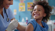 © stockdevil - Child receiving vaccination from a friendly nurse in pediatric clinic