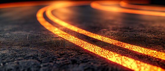 Wall Mural - Night drive captured with light trails on a highway, illustrating the fast-paced motion and energy of urban transportation in the darkness