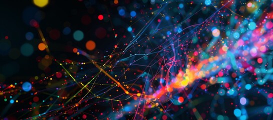 abstract and colorful lines network illustrations abstract art design Generative AI
