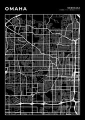 Wall Mural - Omaha City Map, Cartography Map, Street Layout Map