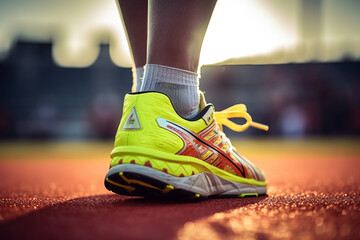 Close up shot of runner's shoes. Active lifestyle, sports training concept