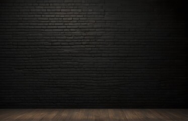 View of a black brick wall surface of a dark brick wall