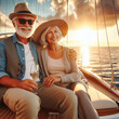 © Valeryi - Happy elderly couple on a yacht. Portrait of a happy senior couple on vacation.