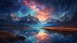 A Colorful Sky With Clouds,Reflection Of A Mountain