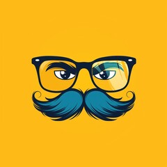 Wall Mural - Glasses with mustache flat illustration. Vector image for April Fool's Day. For design of cards and banners