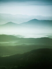 Wall Mural - misty mountain in the morning, fantasy landscape