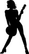 Pretty guitarist female silhouette vector icon