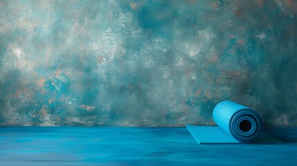 Wall Mural - a yoga mat is on the floor in front of a wall