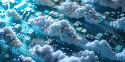 Wall Mural - Cloud computing enterprise datacenter for SaaS, HaaS, and information technology uses.