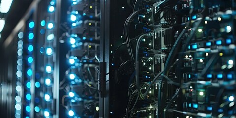 Wall Mural - Cloud computing enterprise datacenter for SaaS, HaaS, and information technology uses.