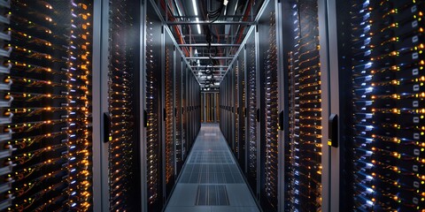 Wall Mural - Cloud computing enterprise datacenter for SaaS, HaaS, and information technology uses.