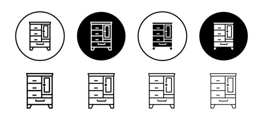 Wall Mural - Dresser vector icon set collection. Dresser Outline flat Icon.