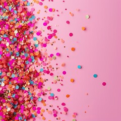 Canvas Print - festive confetti on pink background.