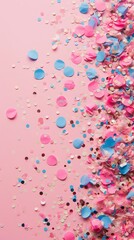 Canvas Print - festive confetti on pink background.