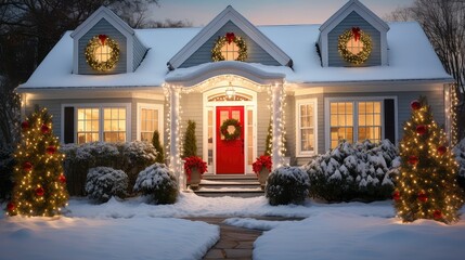 Canvas Print - garland holiday decoration house