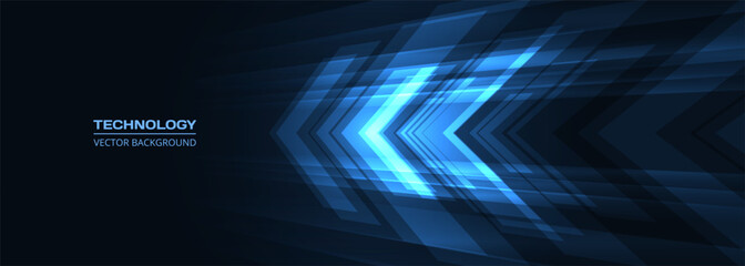 Poster - Abstract blue arrows futuristic technology background concept high-speed movement. Dynamic motion blue hi tech digital arrows and stripes. Vector illustration