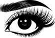 Woman's eye with long eyelash and eye brow
