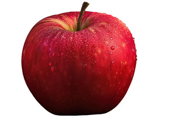 Wall Mural - ripe red apple with water droplets, isolated on transparent background, healthy fruit, natural food