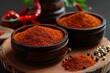 Spice bowls with smoked paprika Cooking ingredients, flavorful seasoning