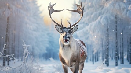 Canvas Print - merry happy holidays reindeer