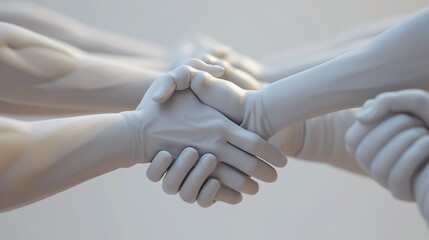 Close up two man shaking hand on white background. Unity and teamwork concept.