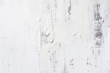 A Weathered White Wooden Surface With Peeling And Chipped Paint, Revealing The Textures And Patterns Beneath.