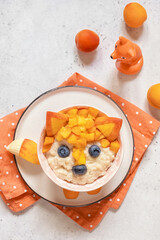 Wall Mural - Cute Funny Fox Face Breakfast For Kids Oatmeal
