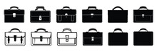 Briefcase Businessman Silhouettes Set, Large Pack Of Vector Silhouette Design, Isolated White Background