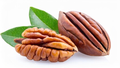 Wall Mural - pecan nuts isolated on white background