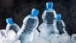 pet plastic bottles of cold drinking water in ice