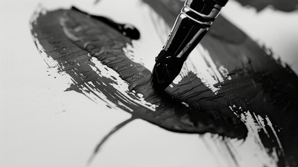 Poster - Reflecting the fluidity of life, a monochromatic abstract art piece captures the essence of water through delicate brush strokes