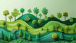 Paysage verdoyant montrant des collines et des arbres en monochrome de vert, idéal pour illustrer les rapports RSE et ESG des entreprises