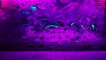 Vibrant Purple And Green Graffiti On A Brick Wall Generative AI