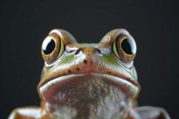 Frog portrait on black background, highly detailed - generative ai