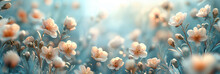 Spring Branches On Blue Banner Background
