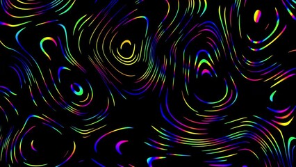 Sticker - distorted neon glowing lines abstract background on black background. 4k loop